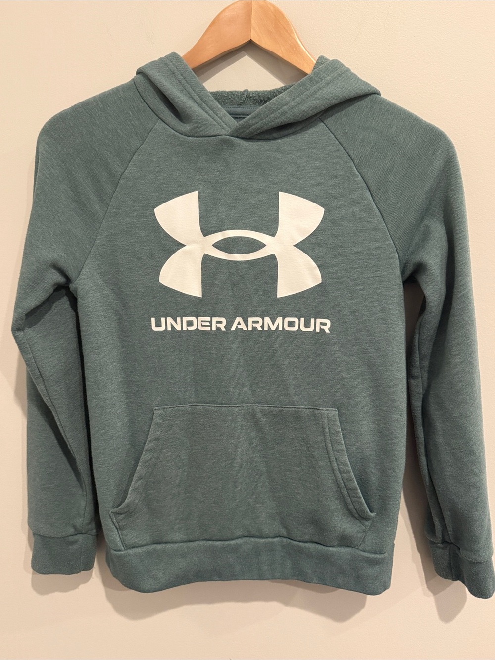 Under Armour Kids Green Hooded Sweatshirt with White Logo